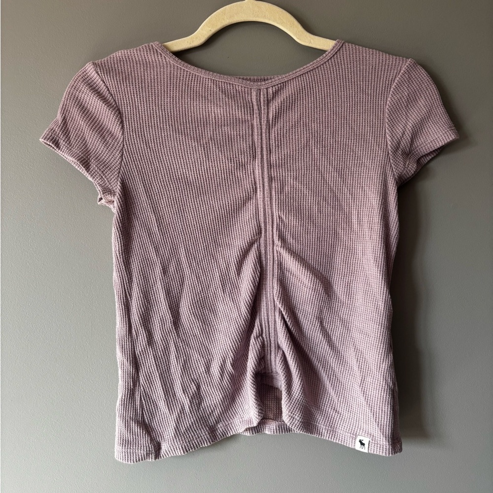 Abercrombie Kids Ribbed Waffle-Knit Mauve Top